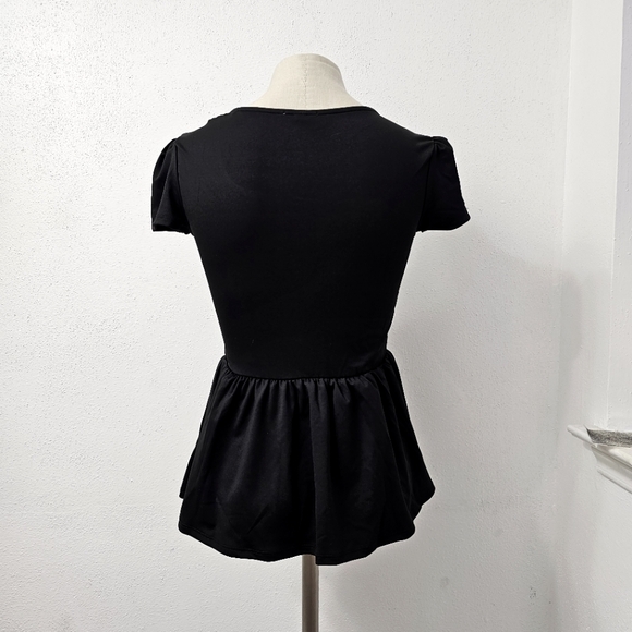 NWOT Jersey Peplum Pullover Top Black Top Size Small - Picture 2 of 6